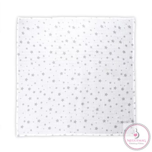 Lorelli Muszlin takaró / textil pelenka 80x80 cm - White With Grey Stars 